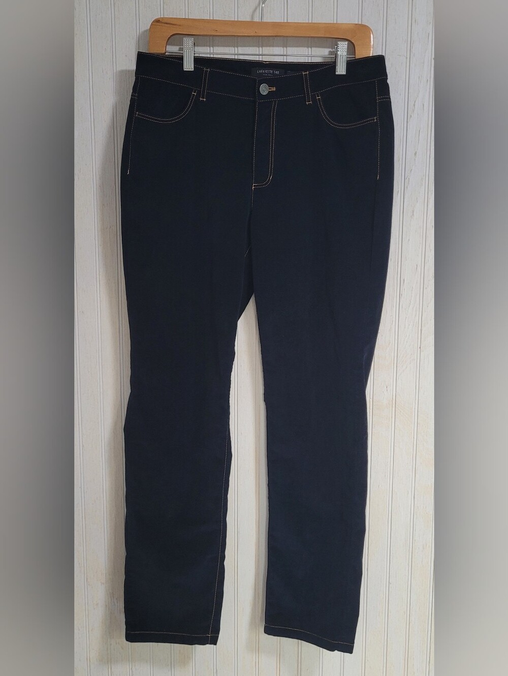 ​Lafayette 148 NY Thompson Navy Micro Corduroy Straight Leg Pants Size 10